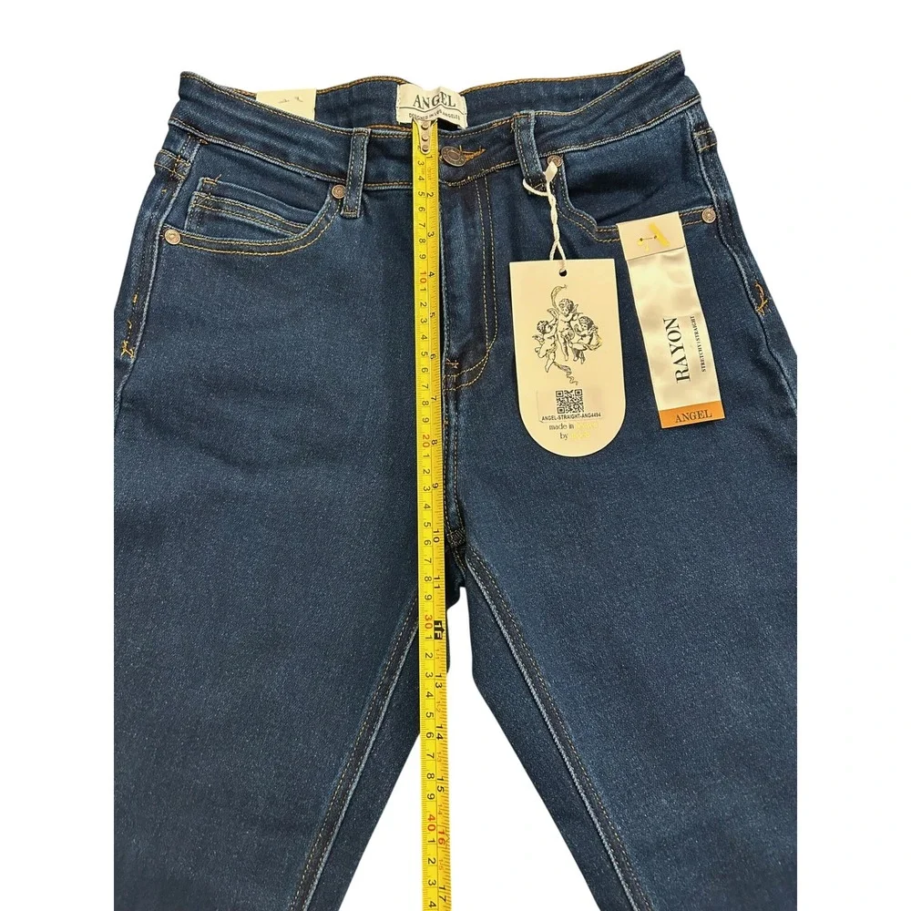 Angel High Rise Stretchy Straight Jeans Womens Size 7 Dark Blue New NWT Rayon - Picture 9 of 11